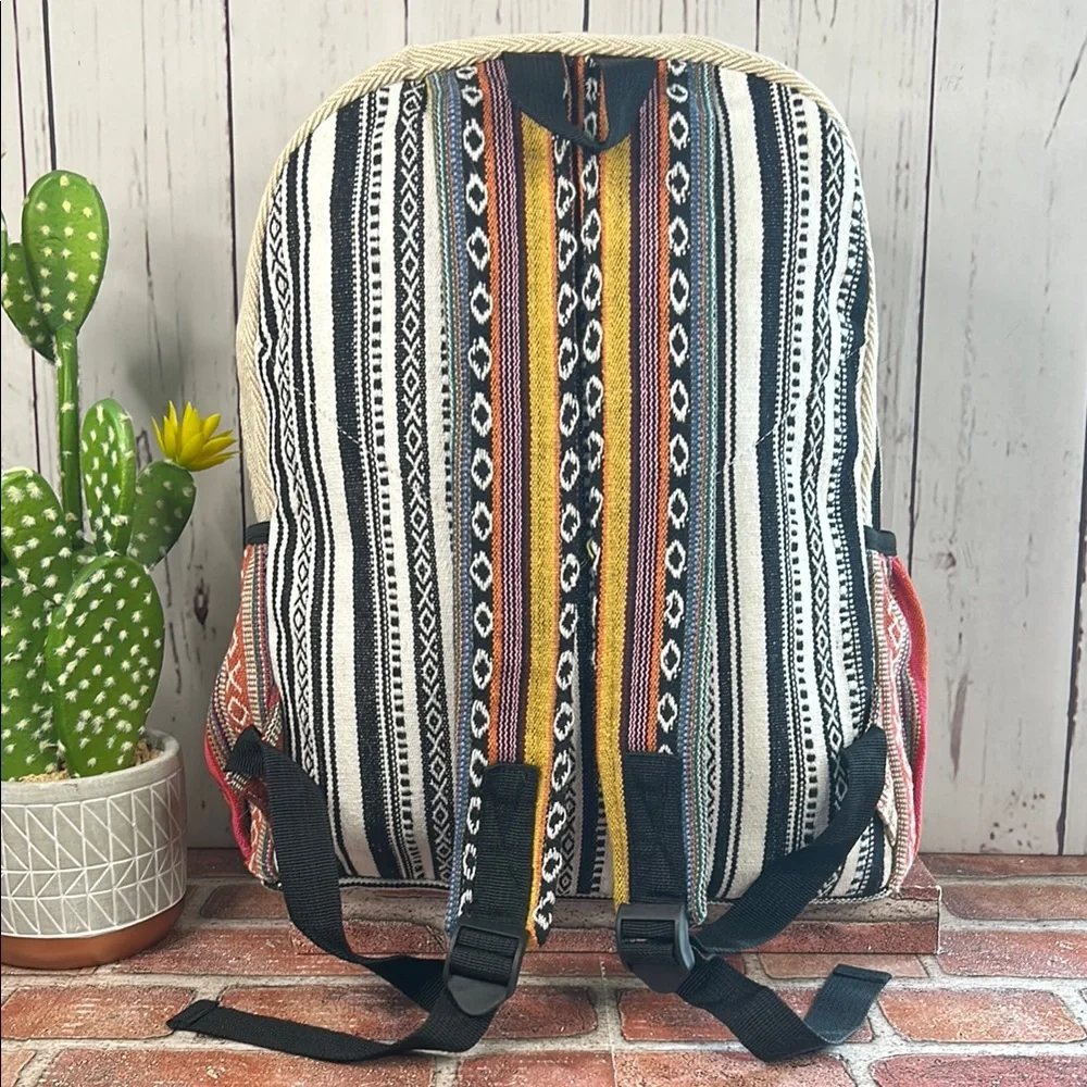 Jack Skellington Hemp Backpack Estes Park Colorado Boho Aztec‎ Sustainable NWOT